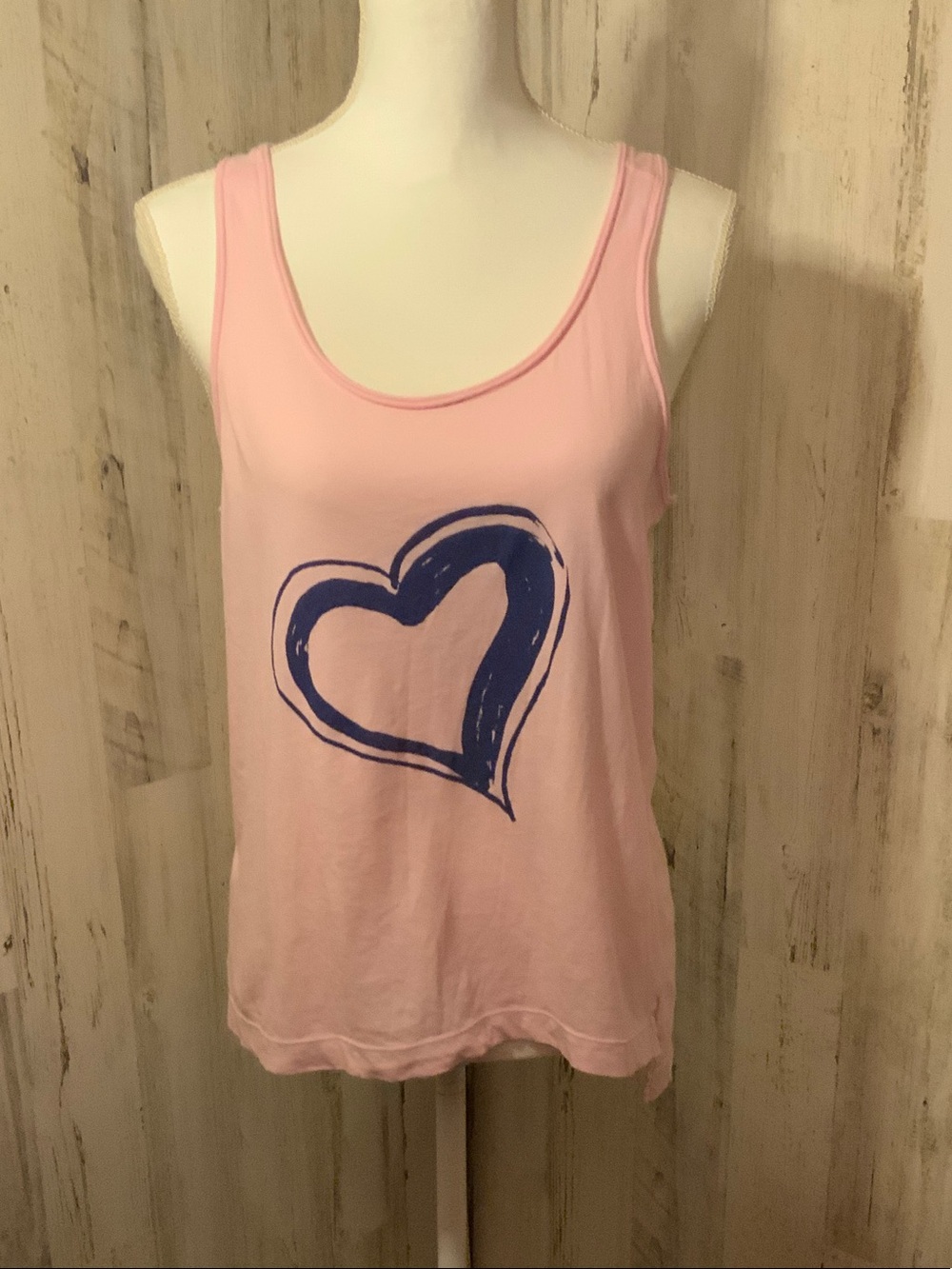Jasmine & Ginger Pink Tank with Navy Heart Print